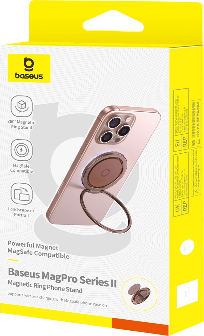 Magnetni ovitek za telefon z nosilcem za MagSafe, Baseus MagPro II, rdeče-zlata