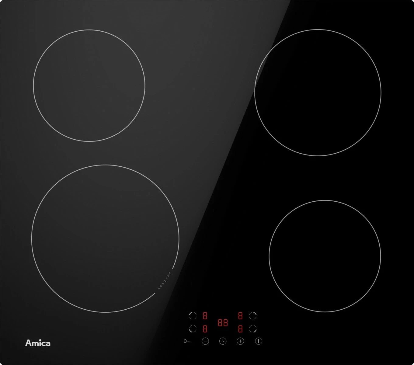 Indukcijska plošča, Amica PI6501, 4 kuhalne cone, tipka na dotik, črna