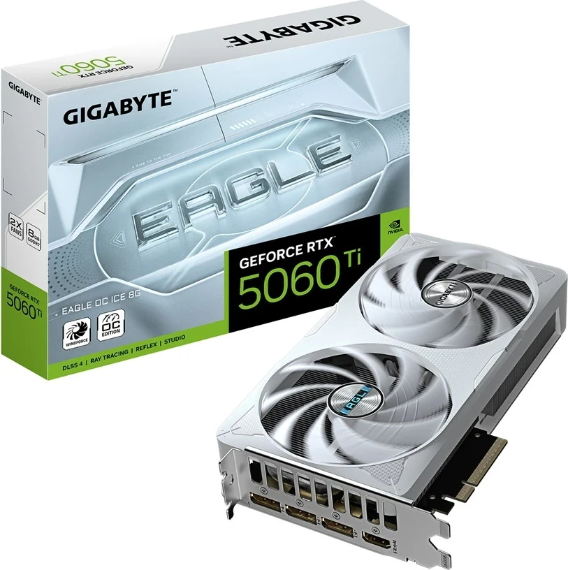 Grafična kartica Gigabyte GeForce RTX 5060 Ti EAGLE OC ICE 8G, 8GB GDDR7, PCI-E 5.0, bela