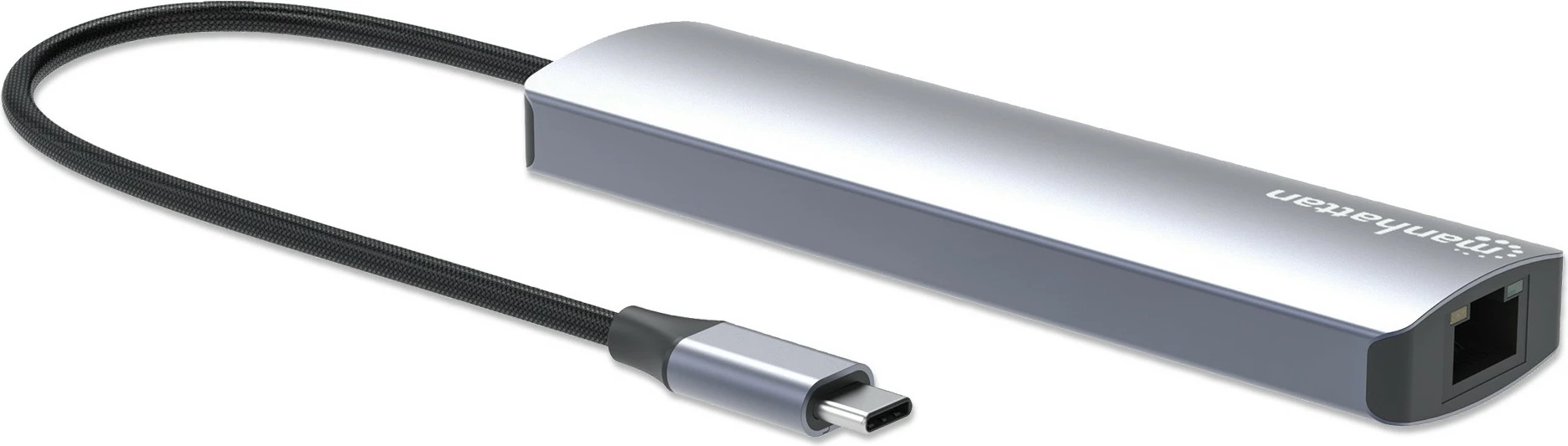 Docking postaja 7-v-1 MANHATTAN, USB-C, 1x HDMI, 2x USB 10 Gb/s, srebrna