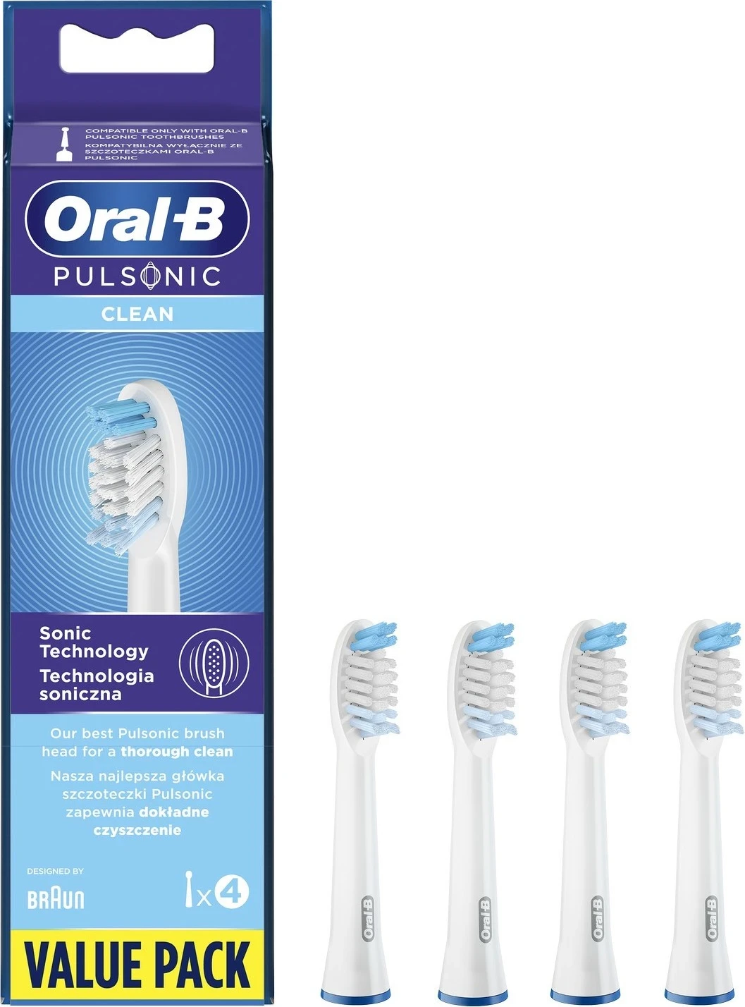 Zamenljive glave za zobno ščetko Pulsonic, Oral-B, bele in modre