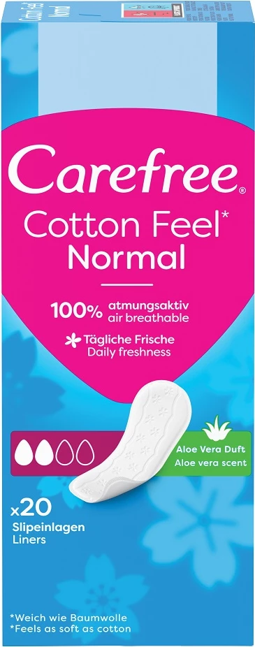 Higienične vložke za ženske Carefree Cotton Feel Normal z aromo aloe, 20 kos