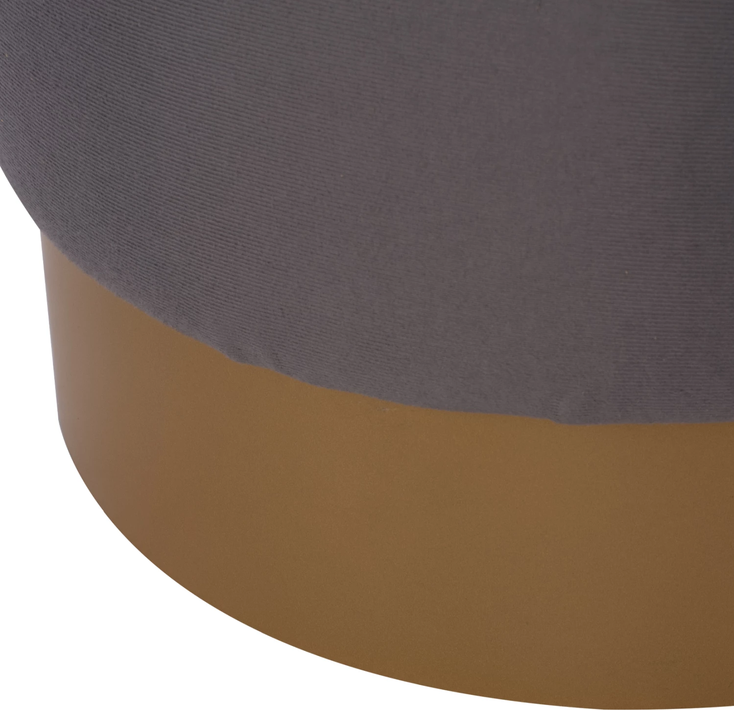 Okrogli pouf/stol FH9260.01 iz sive tkanine, z zlato okroglo osnovo