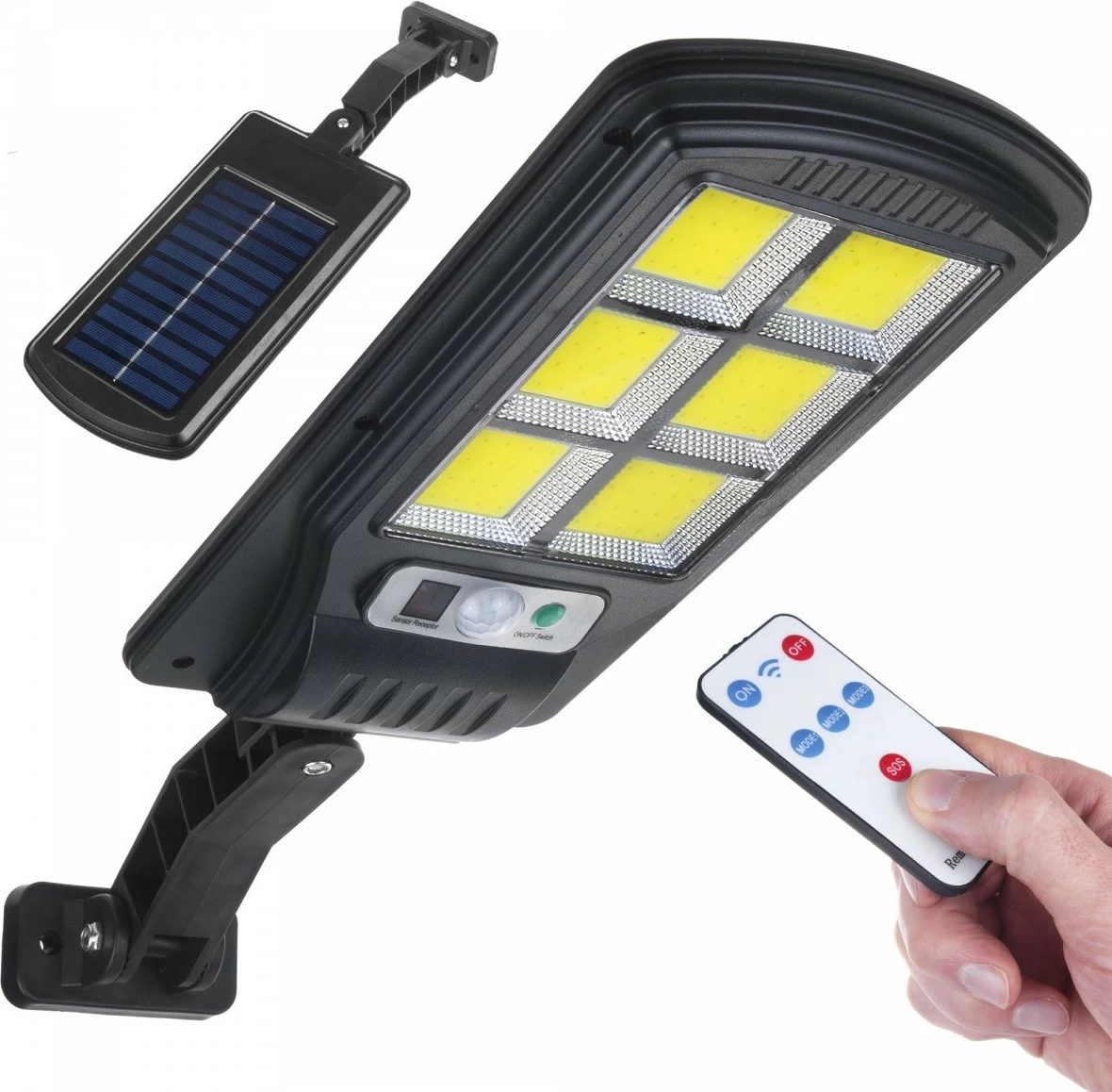 LED solarna ulična svetilka z gibljivostnim senzorjem in daljinskim upravljalnikom, Maclean MCE446, 400 lm, IP54, črna