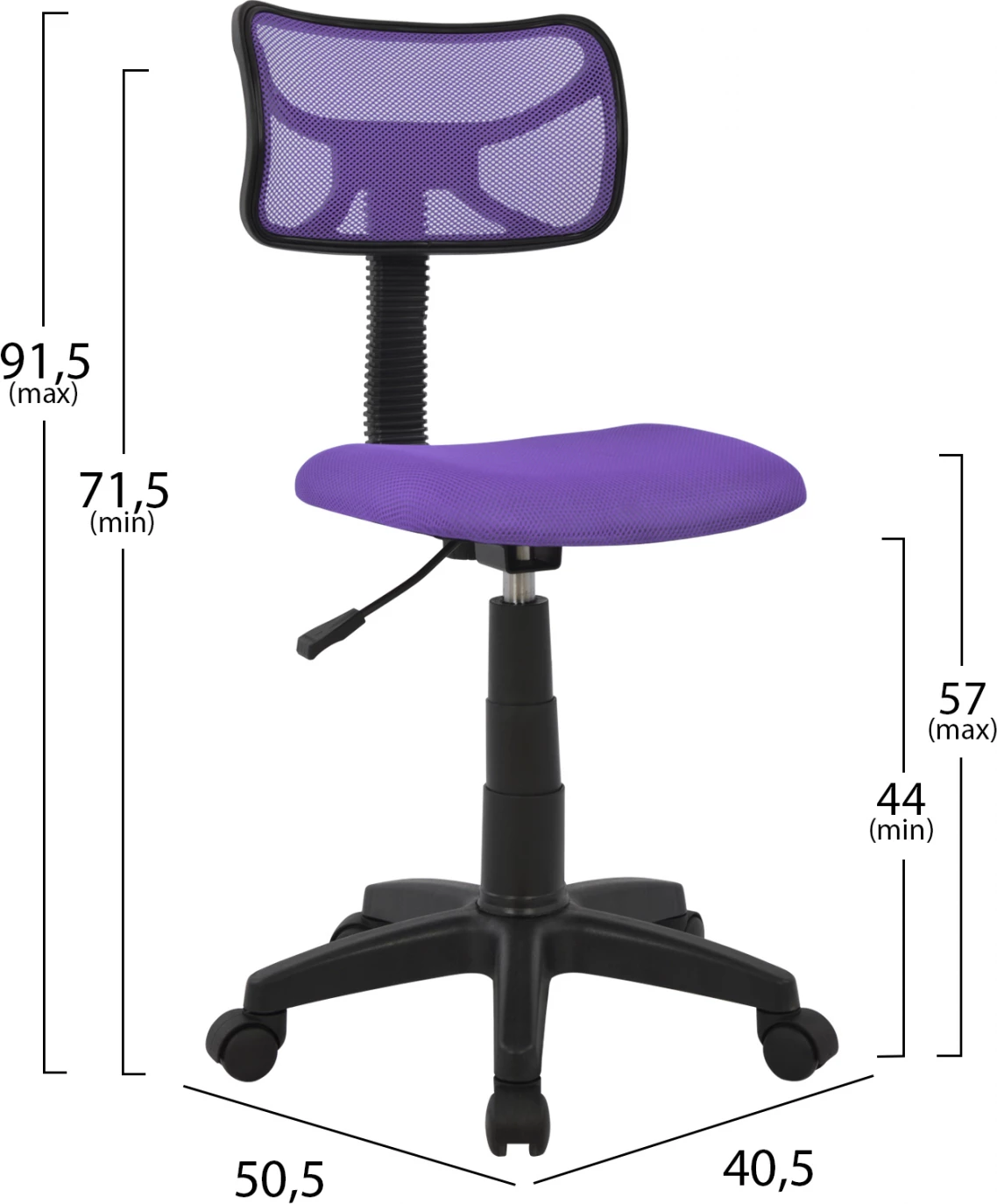 Pisarniški stol FH1026.04 vijoličen z mrežasto tkanino 40,5x50,5x91,5 cm
