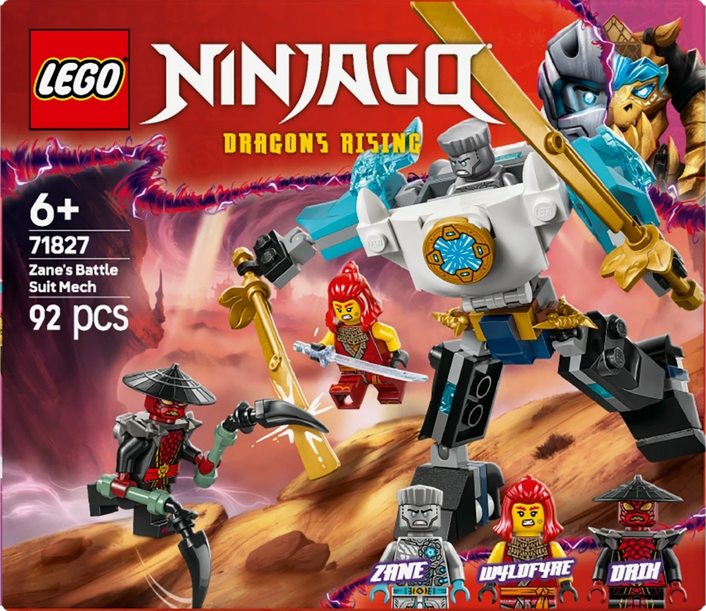 Gradbeni set LEGO Ninjago Zane's Battle Armor Mech 71827, 92 kosi, za otroke