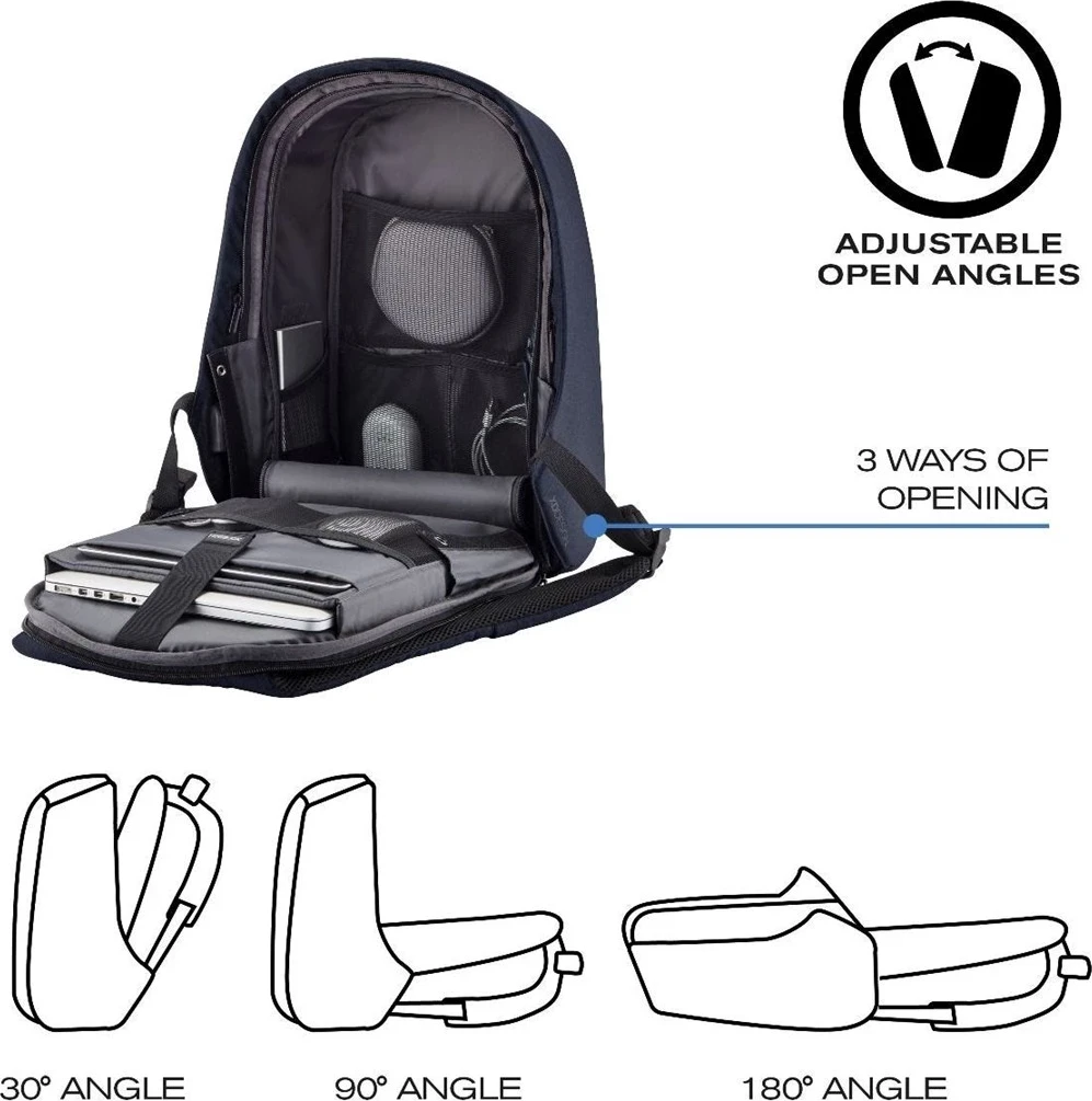 Prostorna protivlomna nahrbtnik za prenosnik XD Design, modra