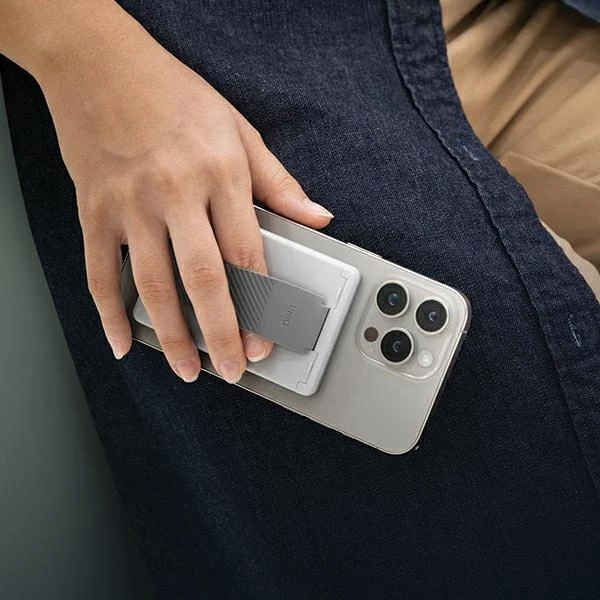 Magnetni ovitek za telefon z denarnico, stojalom in trakom UNIQ Heldro ID, moder
