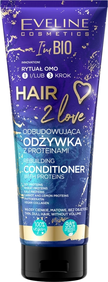 Regeneracijski balzam za lase z beljakovinami, Eveline Cosmetics Hair 2 Love Rebuilding Conditioner with Proteins, za ženske, 250 ml