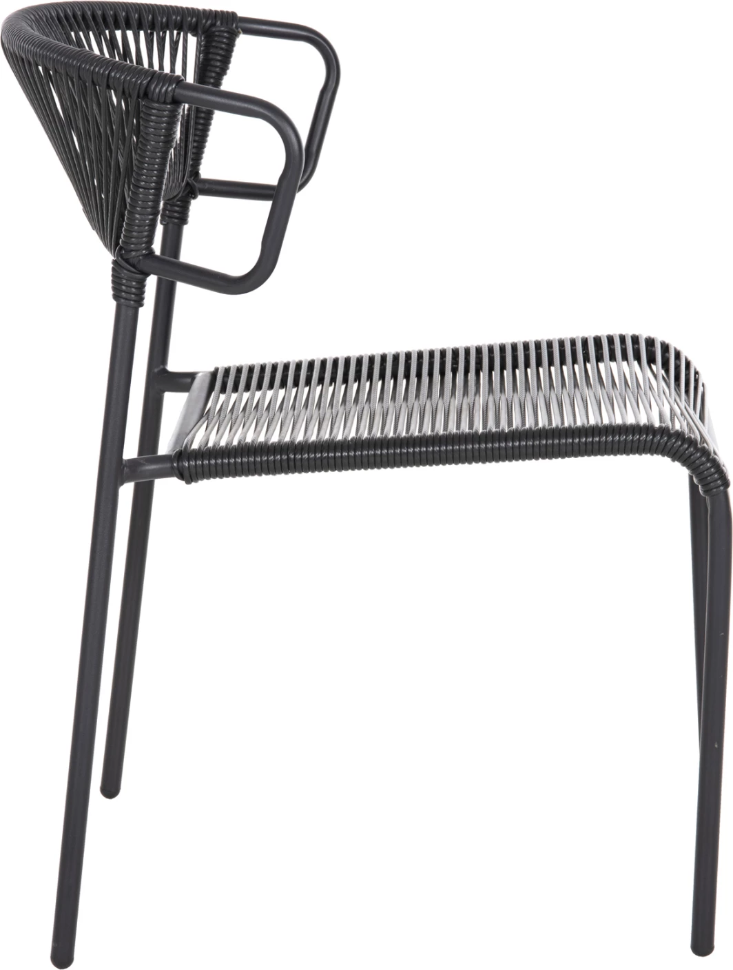 Stol SUKI FH6053.02 kovinski in sintetični ratan v črni barvi 54x62x80H cm