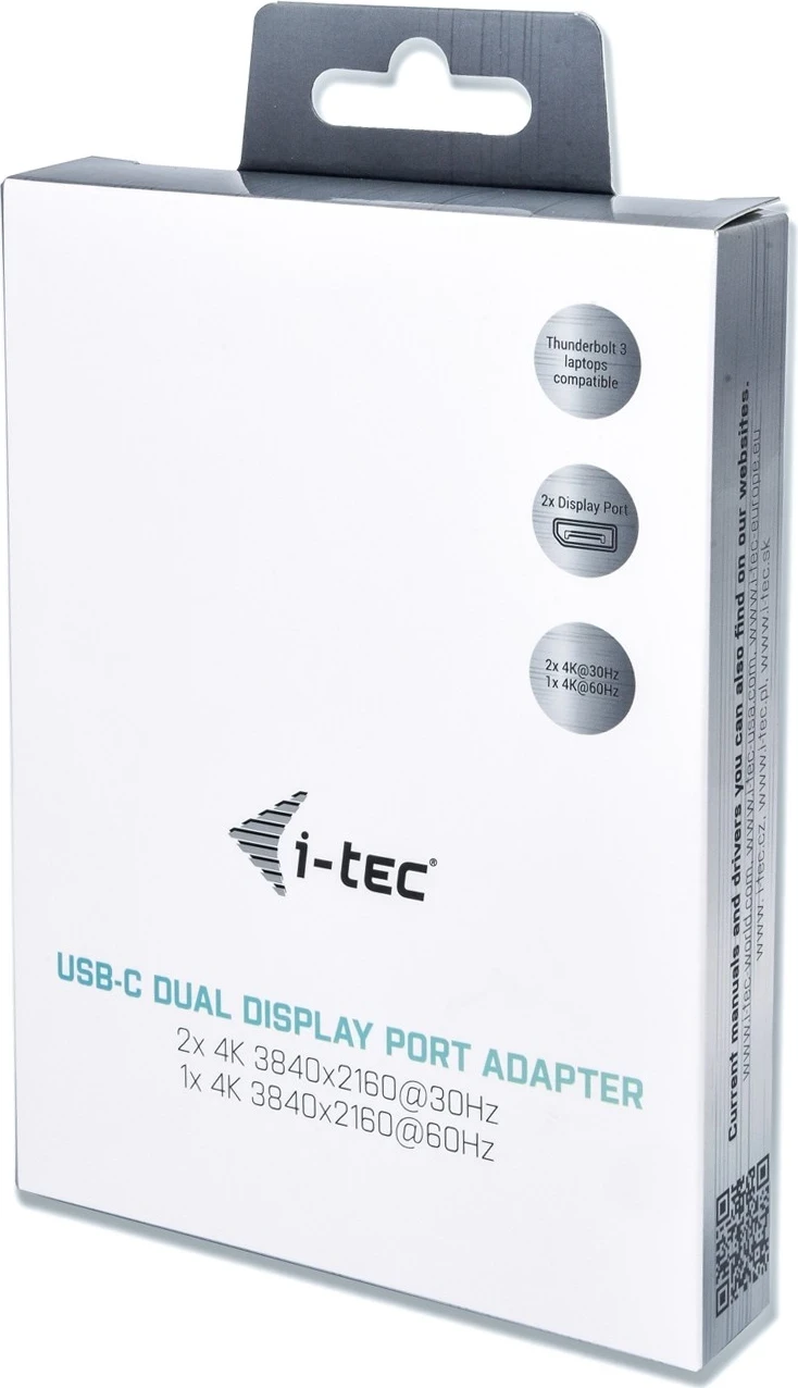 Adapter USB-C, 2x DisplayPort, 4K Ultra HD, črn i-tec