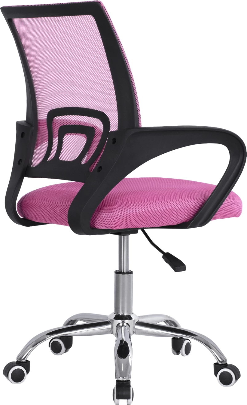 Pisarniški stol BRISTONE FH1058.35 roza mrežasta tkanina-kromirana osnova-črne roke 60x51x95Hcm