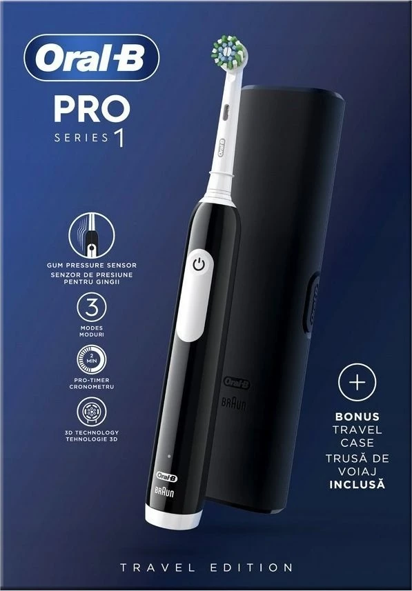Električna zobna ščetka Oral-B PRO1, Braun, črna