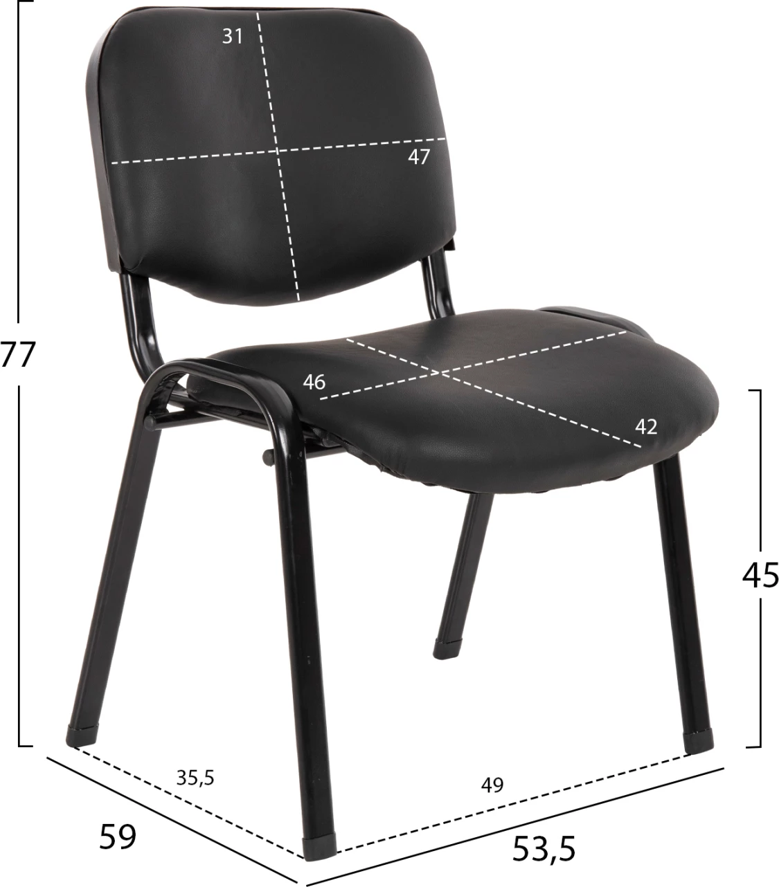 Konferenčni stol FH1010.01 s črnim PU 53,5x60x77cm