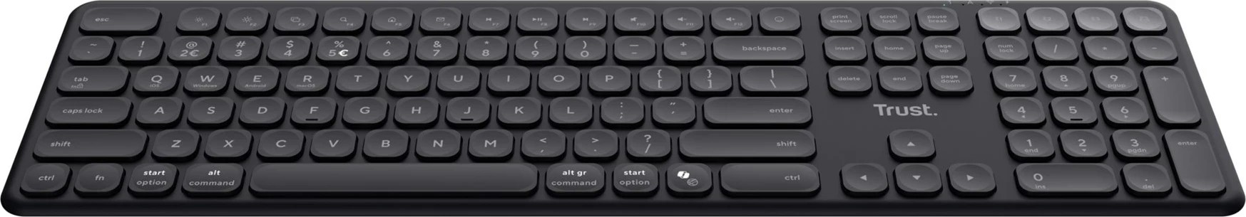 Tastatura, Trust Vaiya, USB + RF brezžično + Bluetooth, US English, črna