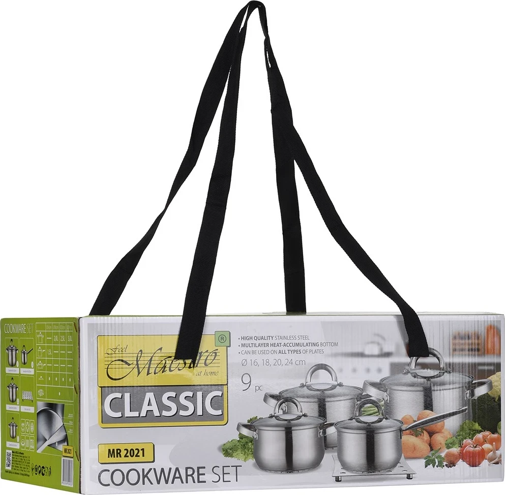 Komplet 4 ponev Maestro MR-2021, inox jeklo