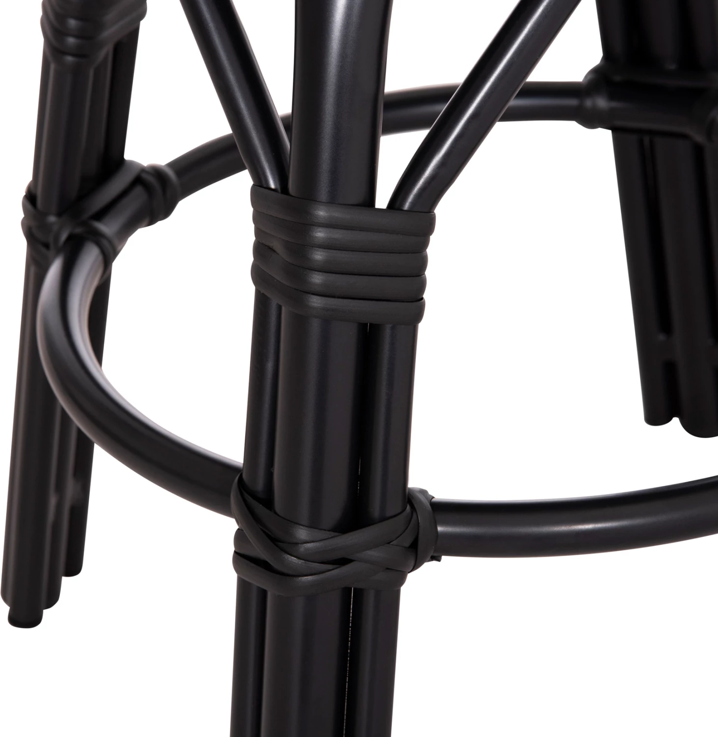 Aluminijasti okrogli stol CHINO FH6285.02 videz bambusa & tekstilen v črni barvi Φ36x46Hcm