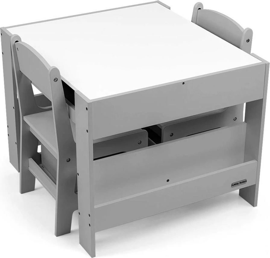 Otroški set miza z dvema stoloma Milly Mally Sven, MDF, sivo/bele