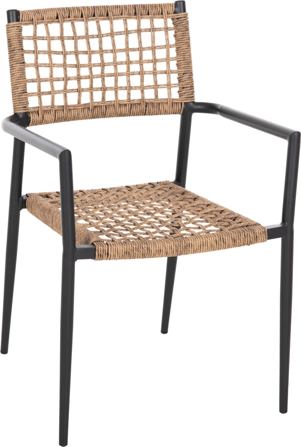 Stol TRILAN FH6044.02, aluminij, črn - sintetični ratan, naraven, 57x59x85 cm