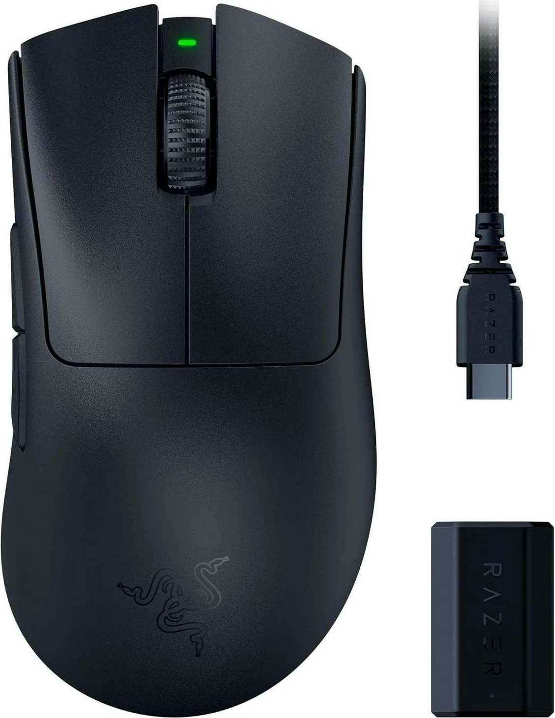 Ergonomičen žični/brezžični miška Razer DeathAdder V3 Pro, HyperPolling Dongle, črn