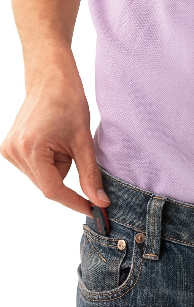 USB Sandisk Cruzer Blade, 128 GB, črn in rdeč