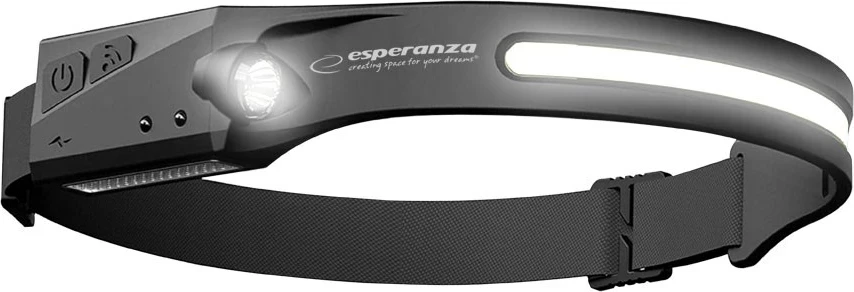 Čelna svetilka Esperanza EOT067, LED, senzor, plastika, črna