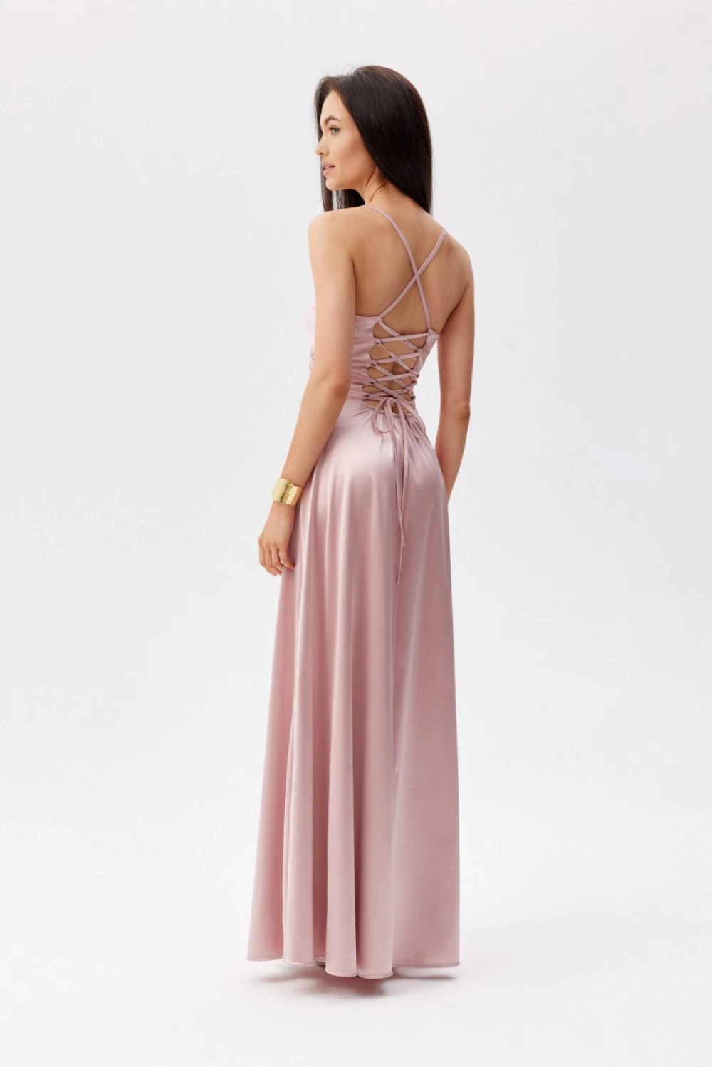 Dolga obleka model 210977, rožnata - Roco Fashion