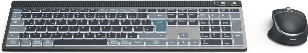 Komplet brezžične tipkovnice in miške, Hama WKM-750, QWERTY, črn