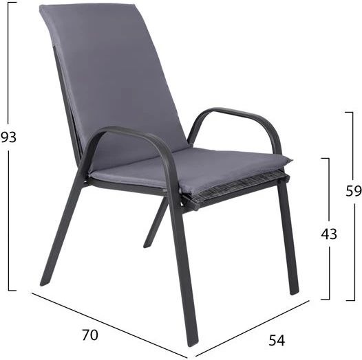 Set jedilne mize 7 kosov stoli z blazino in miza 160x90 FH10571.01 siva