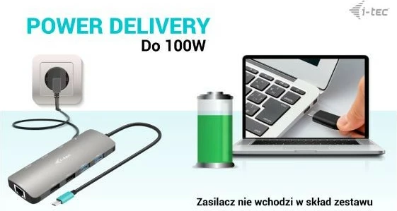 Računalniško ohišje za dok i-tec C31NANOHDM2DOCPD, 2x HDMI, USB-C, 100W, kovina, črno