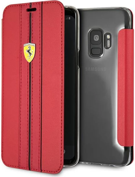 Ovitek Urban Book za Samsung Galaxy S9, rdeče usnje, Ferrari