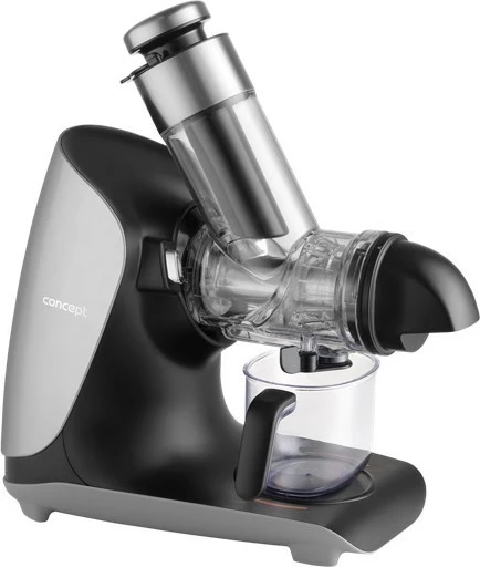 Počasen sokovnik za sadje in zelenjavo Concept Nutriboost LO7250, 200 W, 0,6 L, inox vijak, odprtina 76 mm, 65 dB, črno/krom