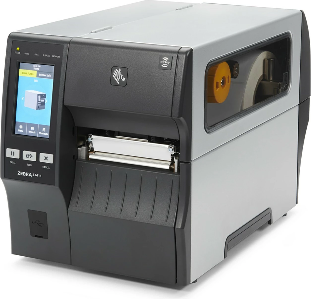 Termični printer Zebra ZT411, neposredni termični / termični transfer, 203 x 203 DPI, 2,4 ips, 10,4 cm, črno/siv