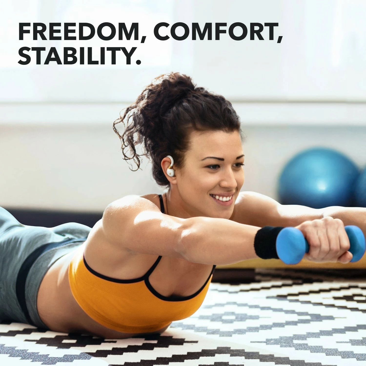 Konstrukcija športnih brezžičnih slušalk Soundcore Sport X20, Anker, bela