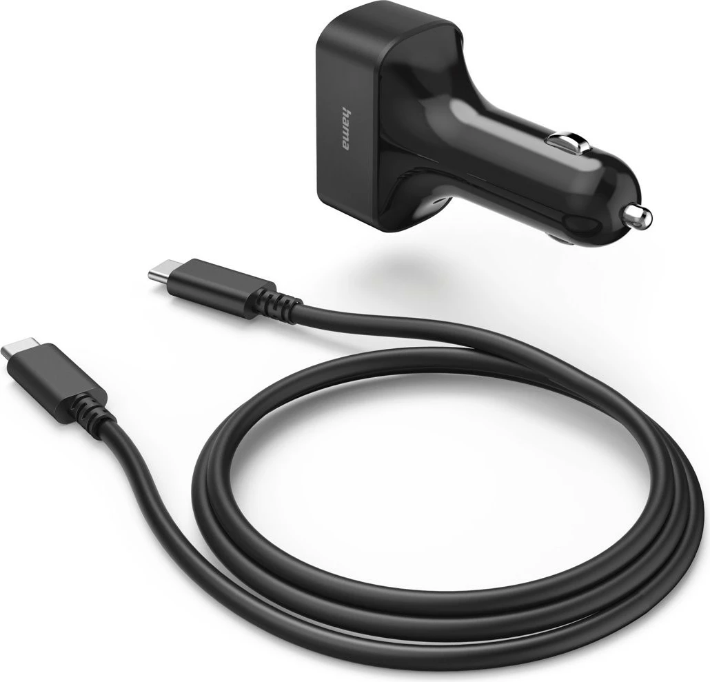 Avto polnilec Hama 200018, 65 W, USB-C in USB, 1,5 m, črn