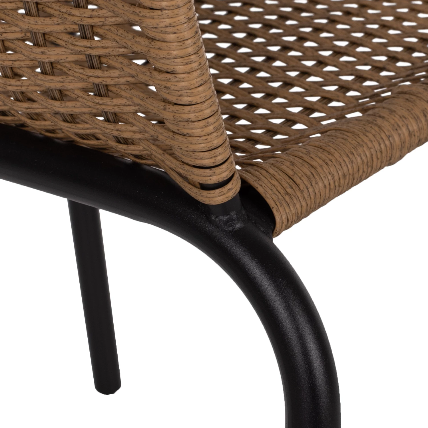 Stol CAMEL FH5015.04 kovinski okvir črn z ratanom v naravni barvi