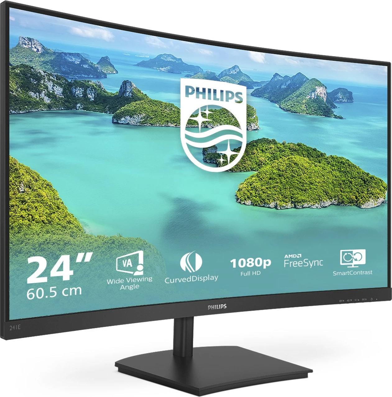 Zakrivljen 23,6" monitor Full HD Philips 241E1SCA/00, črn Zakrivljen 23,6" monitor Full HD Philips 241E1SCA/00, črn