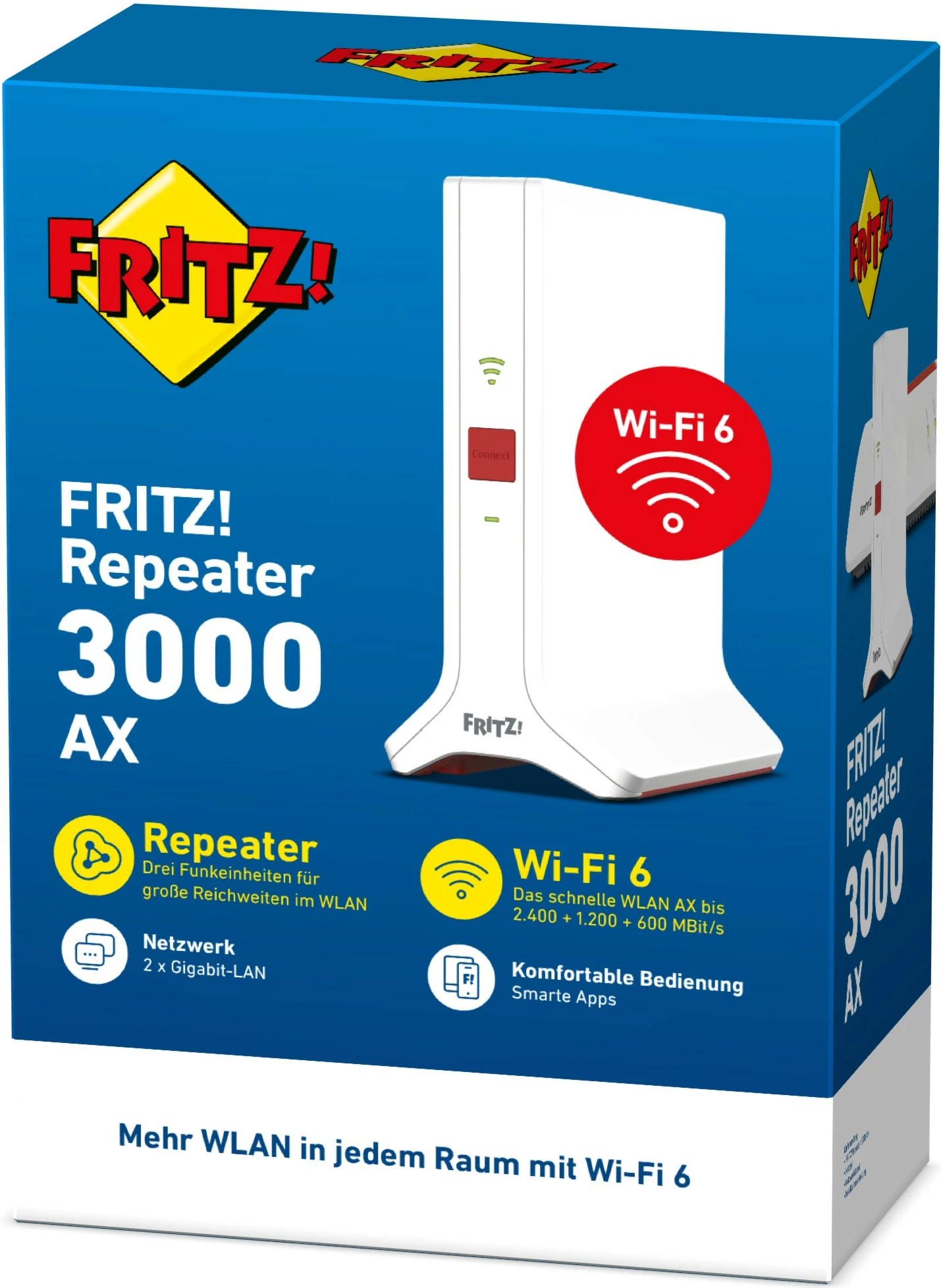 Repeater za omrežje FRITZ!Repeater 3000 AX, 2400 Mbit/s, Wi‑Fi, Ethernet LAN, bel