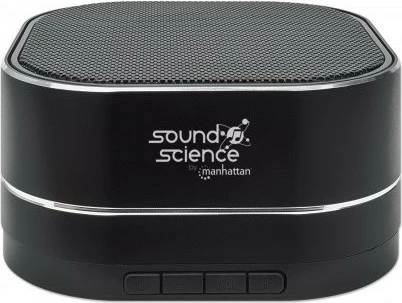 Prenosni zvočnik MANHATTAN Sound Science Metallic LED, Bluetooth 5.0, mikrofon, FM radio, MicroSD, črn