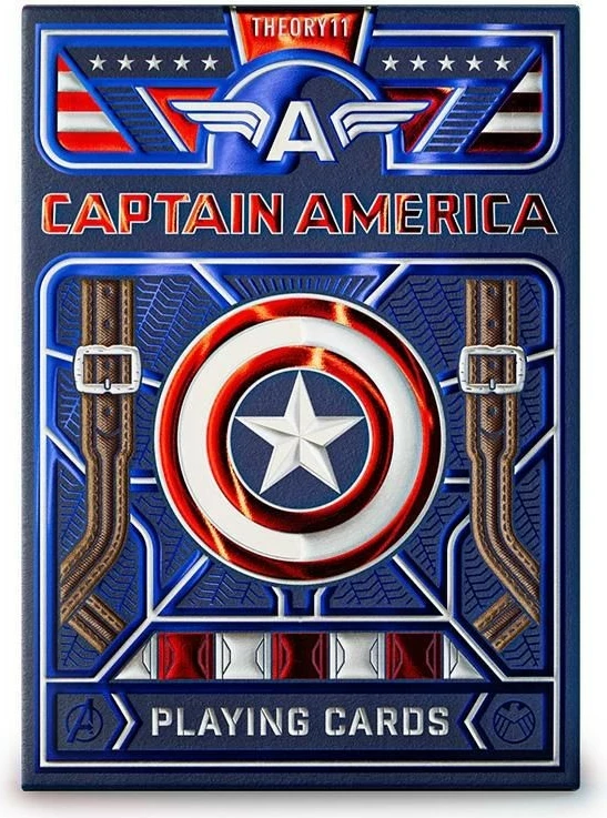 Igralne karte Captain America, Bicycle Theory 11, 52+4, Marvel, modro-rdeče