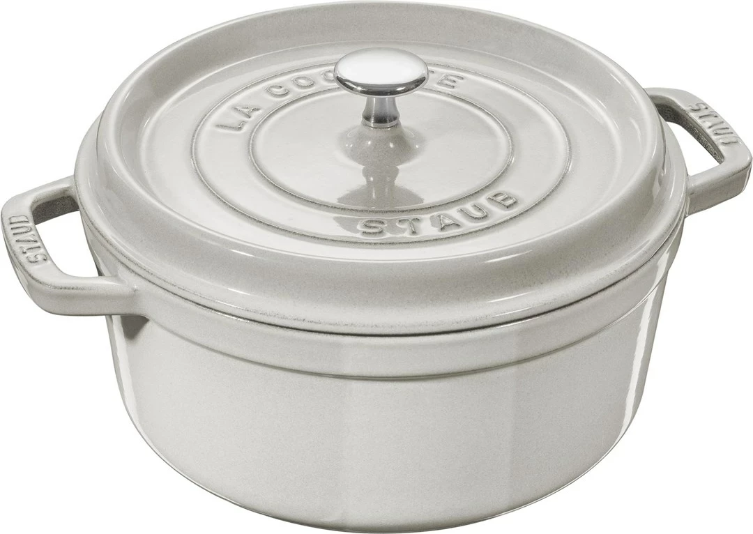 Okrogel litoželezni lonec 3,8 l, White Truffle STAUB