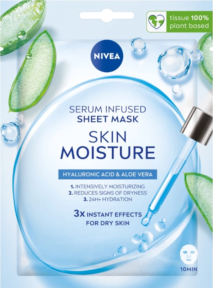 Maska za obraz z vlažilnim serumom Nivea Skin Moisture za ženske, 1 kos