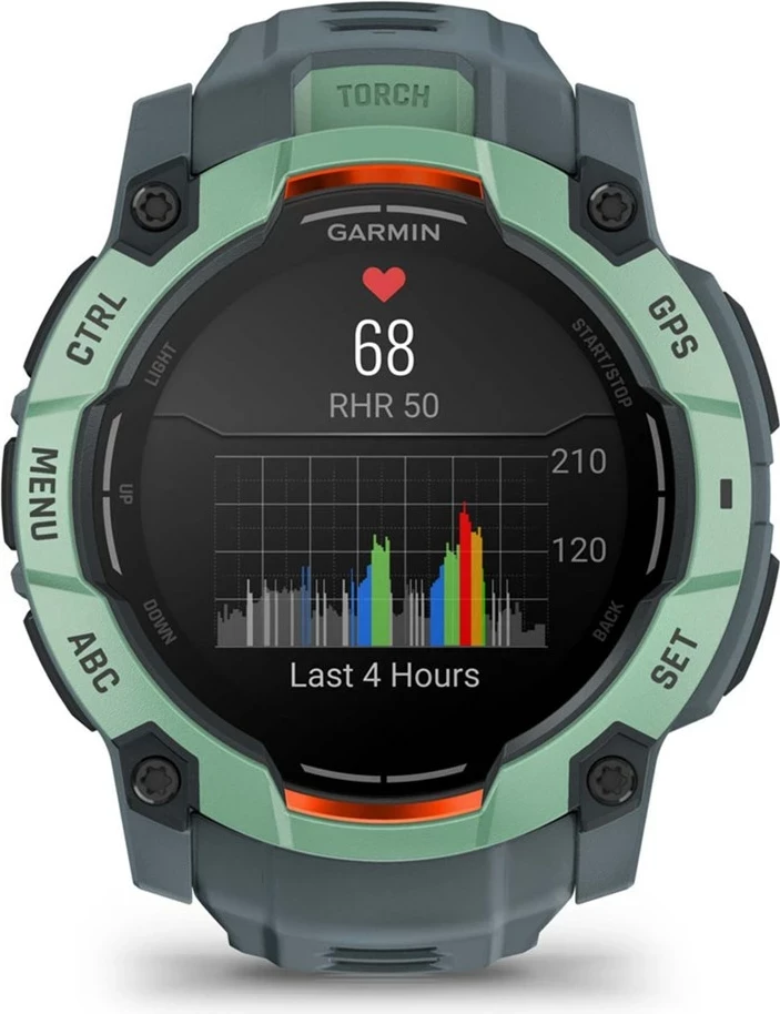 Športna ura Garmin Instinct 3 AMOLED, 50 mm, GPS, silikonski pašček, zelena