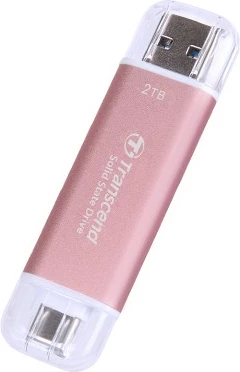 Zunanji SSD 2TB, Transcend ESD310P, USB 10Gbps, Type-C/Type-A, rožnat Zunanji SSD 2TB, Transcend ESD310P, USB 10Gbps, Type-C/Type-A, rožnat