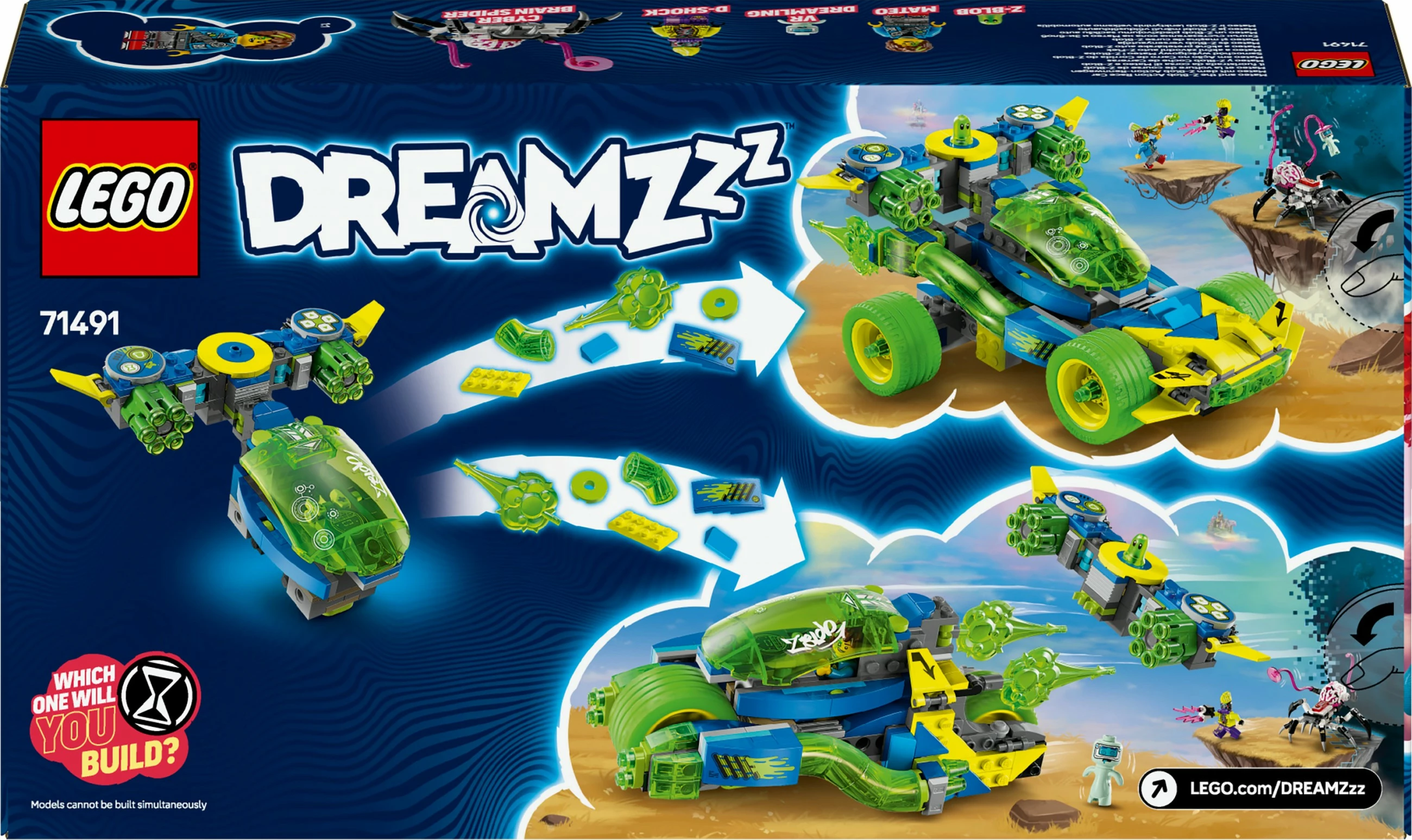Gradbeni set LEGO DREAMZzz Mateo z avtom Z‑Blob Action Rennwagen, 485 kosov, večbarven