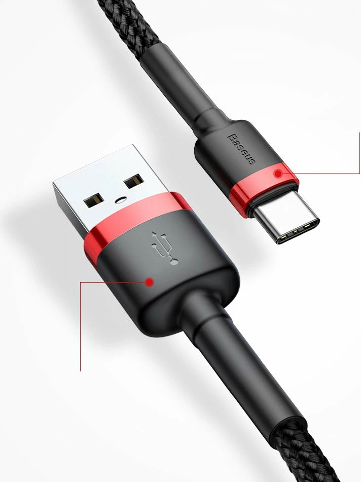 Kabel za polnjenje in prenos podatkov Baseus Cafule USB-A na USB-C, 3 m, sivo/črn
