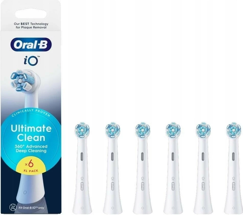 Nadomestne glave za zobno ščetko, Oral-B iO Ultimate Clean EB6, 6 kosov, bele