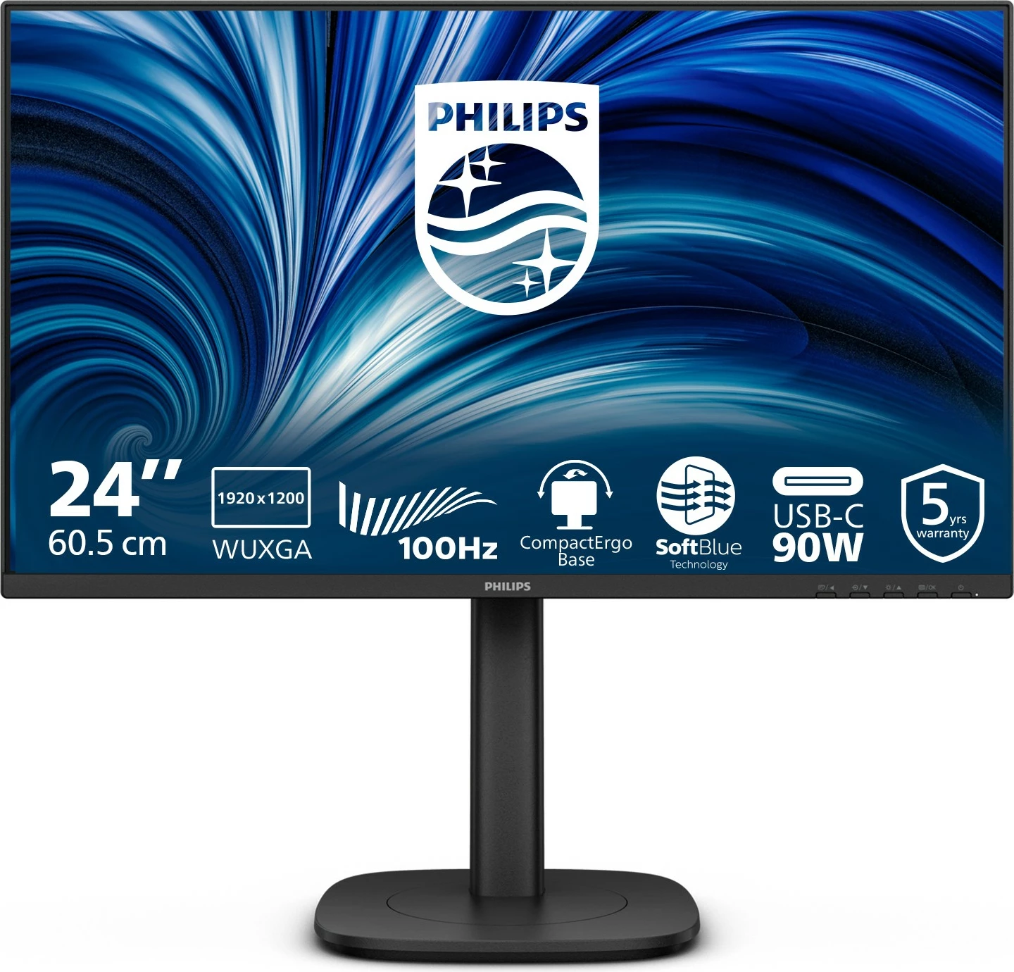 Monitor 24-palčni (60,5 cm) Full HD, 120 Hz, USB-C, HDMI, DP Philips 24B2U3301D, črn