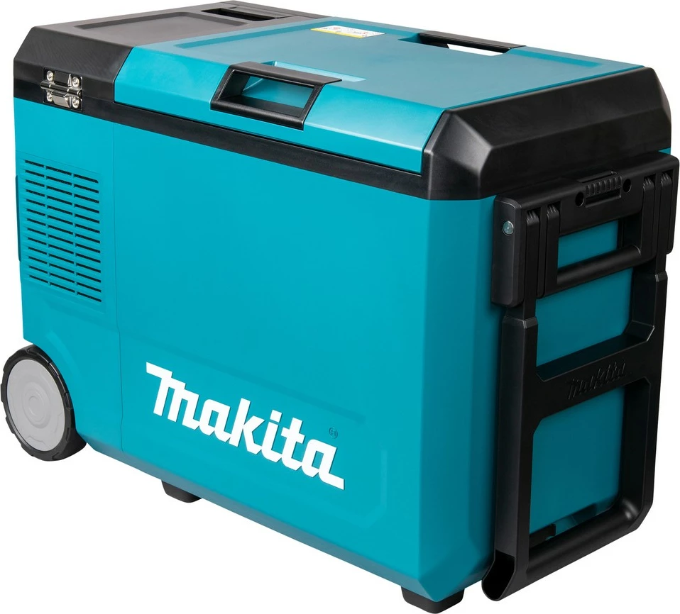 Prenosna termična škatla, hladilno-grelna, Makita CW004GZ 40V, LED zaslon, na kolesih, črno/modra