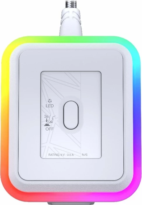 Stojalo za miško Endorfy Mouse Dock Onyx White, RGB, USB-C, belo